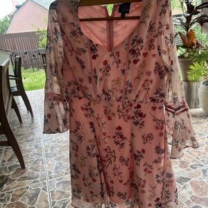 Disney beauty and the best juniors Pink Floral Long Sleeve A-Line Dress